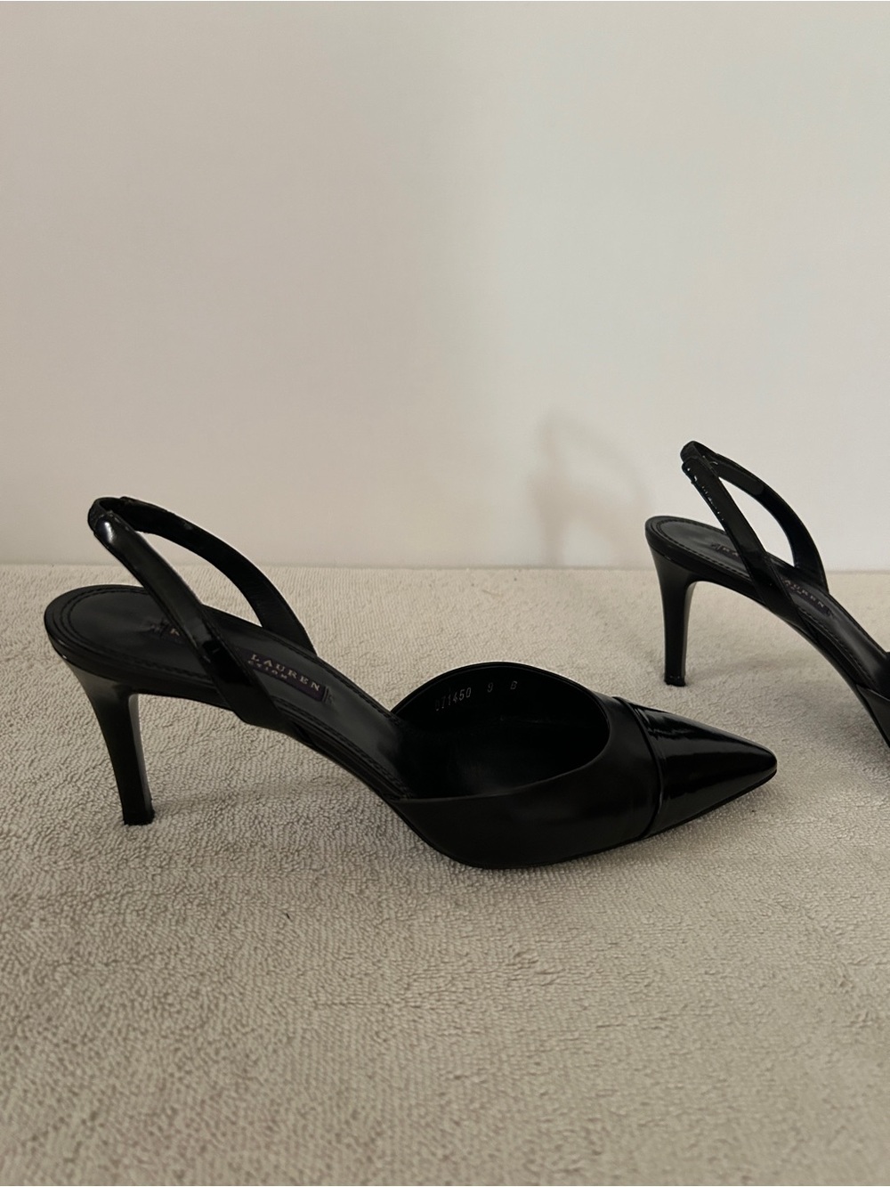 Ralph Lauren Black Pointed Toe Slingback Pumps - Picture 2 of 12